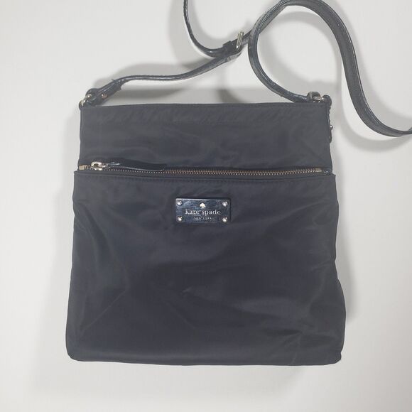 Kate Spade Women’s Crossbody Bag Black Nylon Gold Hardware Medium Shoulder Bag - Picture 14 of 15